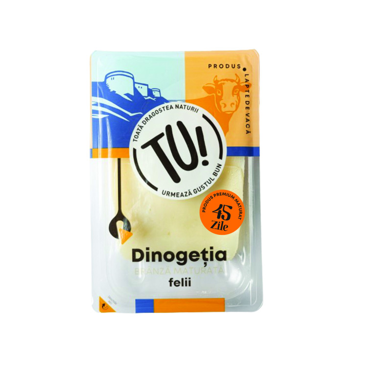 Brânză Dinogetia maturată 45 de zile, felii – 100 g